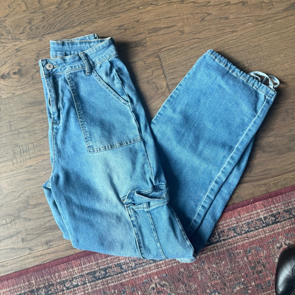 Super stretchy loose cargo jeans